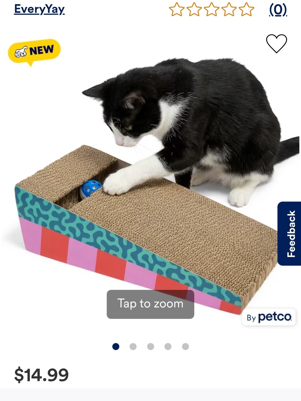 Corrugated Cat Scratcher Lounger with Ball Toy - Black/Multicolor